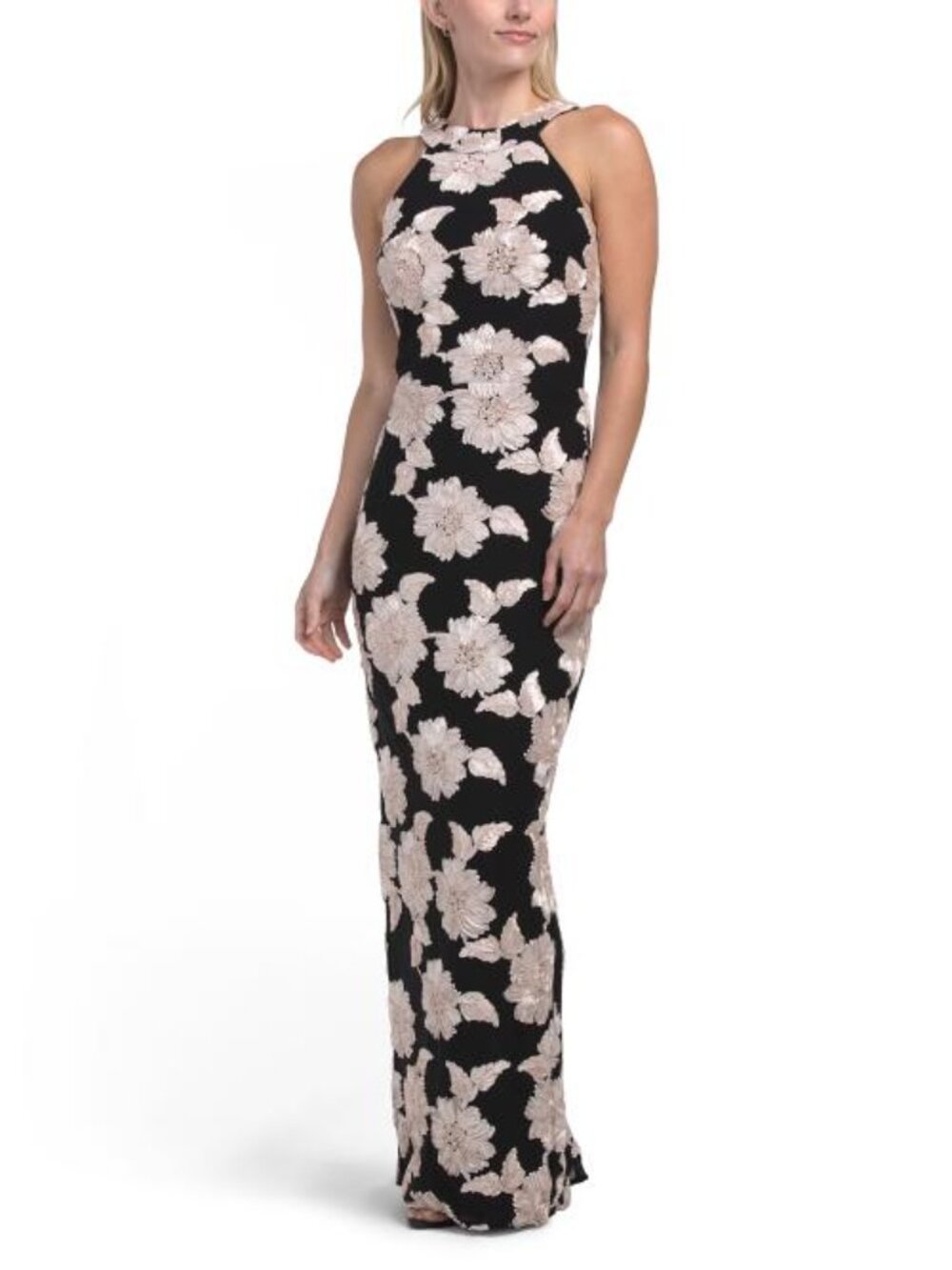 BETSY & ADAM Floral Soutache Gown - Picture 2 of 5